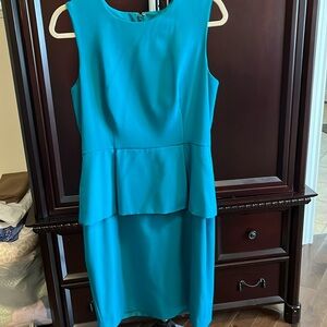 Peplum style dress in turquoise blue size 10 Calvin Klein